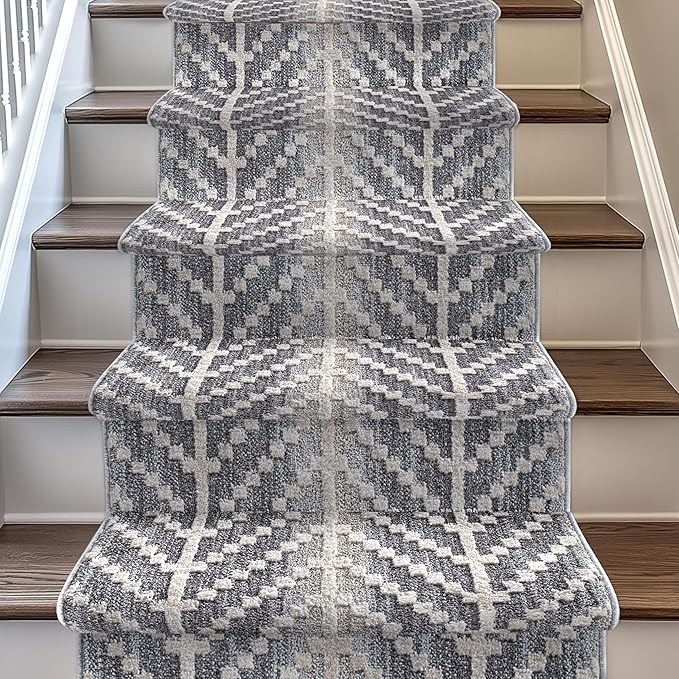 Well Woven Custom Size Hallway & Stair Runner- Harlow Rhodes Grey 31 Inches Wide x 18 Feet Long Runner (31" x 18') Runner Rug - Contemporary Design, Ultra-Soft, Easy-Clean