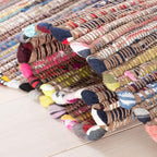 SAFAVIEH Rag Rug Collection Area Rug - 9' x 12', Rust & Multi, Handmade Boho Stripe Cotton, Ideal for High Traffic Areas in Living Room, Bedroom (RAR121E)