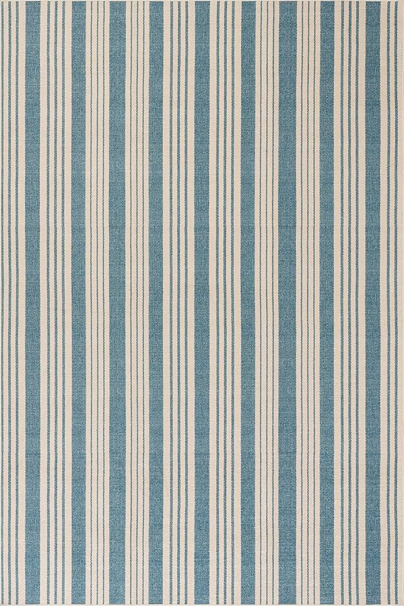 Dash & Albert Talos Blue Machine Washable Rug, 4 X 6 Feet, Blue/Ivory Stripe Pattern