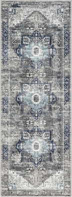 Keen Home Design 2x7 Rug - Machine Washable Runner Rug with Non-Slip Backing, Ideal for Hallway, Entryway, Kitchen, Laundry Room - Vintage, Easy Clean, Durable, Low Pile - (2'6" x 7')