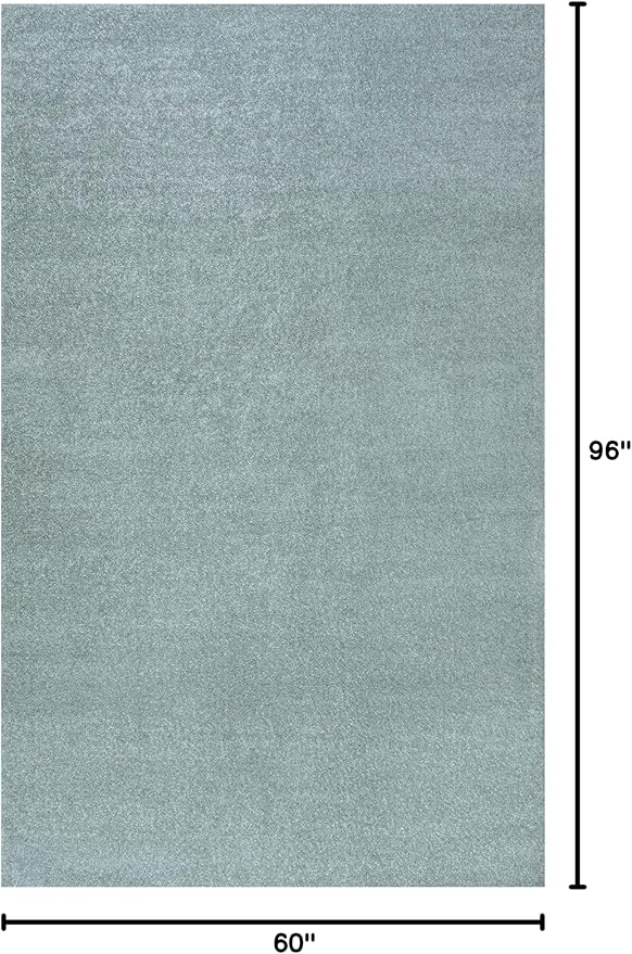 Eyely UES100S-5 Supersoft Haze Solid Low-Pile Indoor Area Rug Casual;Contemporary;Solid;Traditional, Bedroom, Kitchen, Living Room, Easy-Cleaning, Non-Shedding, 5 X 8, Light Blue