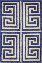 Unique Loom Athens Collection Classic Geometric Modern Border Design Area Rug (2' 0 x 3' 0 Rectangular, Navy Blue/ Beige)