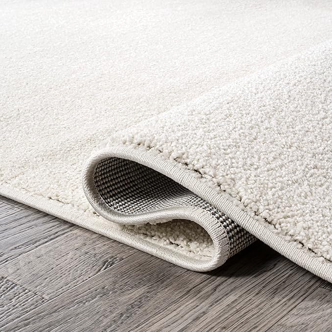 JONATHAN Y Haze Solid Low-Pile Cream 4' Round Indoor Area Rug, Coastal,Bohemian,Minimalist,Classic, Easy-Cleaning for Living Room,Bedroom,Kitchen,Pet Friendly,Non-Shedding (SEU100T-4R)