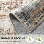 5ft Round Area Rug Living Room Rugs - 5x5 Washable Large Soft Indoor Neutral Modern Abstract Low Pile Rug Carpet for Bedroom Dining Room Farmhouse Home Office - Grey Brown
