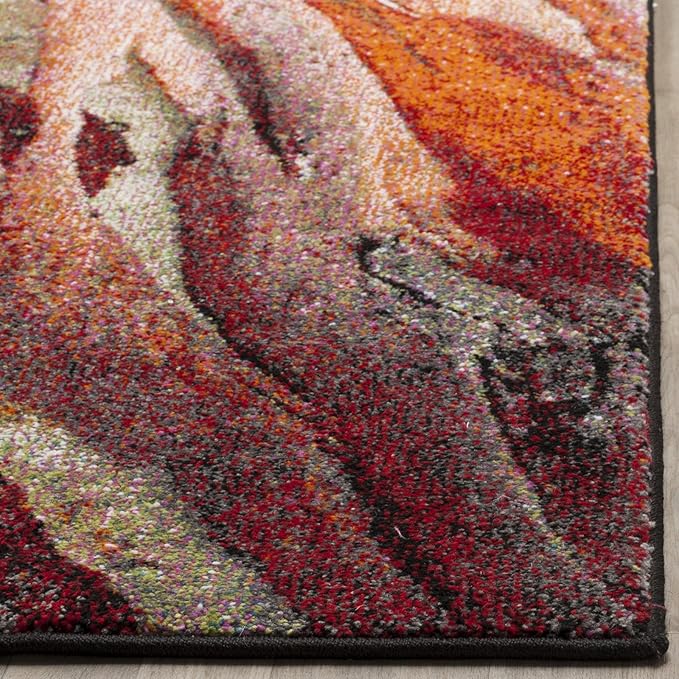 SAFAVIEH Glacier Collection 2'7" x 5' Red / Multi GLA126A Modern Abstract Non-Shedding Living Room Bedroom Area Rug