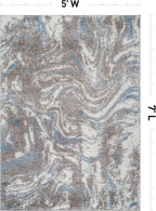 Rugshop Abstract Marble Shag Area Rug Blue 5' x 7' Great for Bedrooms, Living Rooms, or Under Coffee Tables