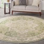Nourison Home Astra Machine Washable Blue Green 7'10" x Round Area Rug - Easy Clean, Non Shedding, Bed Room, Living Room, Dining Room, Kitchen (8' x Round)