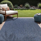 Beverly Rug Indoor Outdoor Rug 6x9, Washable Outside Carpet for Patio, Deck, Porch, Solid Modern Area Rug, Water Resistant, Azure Blue