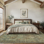 Bavni Area Rug 6X9, Oriental Vintage 6X9 Area Rugs, Large Rugs for Living Room, Non Slip Boho Carpet for Bedroom Dorm, Low Pile Aesthetic Washable Rug for Dining Room Office, Sage Green