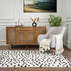 Hauteloom Tilos Dalmatian Hallway, Entryway Shag Runner Rug - Shaggy Runner Rug - Dot Pattern - High Plush Pile - Black, White - 2'7" x 7'3"