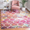 Rugs.com Lattice Frieze Collection Rug – 7' Square Multi Medium Rug Perfect for Living Rooms, Kitchens, Entryways