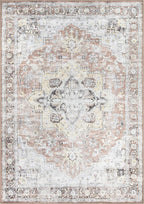 Bloom Rugs Washable Non-Slip 9' x 12' Rug - Blush/Beige Traditional Medallion Area Rug for Living Room, Bedroom, Dining Room, and Kitchen - Exact Size: 9' x 12'