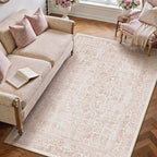 Pink Area Rug 3x4 Office Entryway Rug Machine Washable Kitchen Vintage Distressed Non Slip Carpet Indoor Retro Floral Accent Throw Door Mat for Bathroom Bedroom Dining Living Room