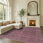 Fame Rugs Turkish Rug. Washable Vintage Oriental Antique Inspired Traditional Doormat Small Modern Area Rugs Luxury Entryway Entry Bedroom Bathroom Kitchen (395RR, 2'5 x 9'8)