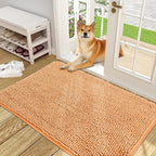 OLANLY Dog Door Mat for Muddy Paws 48x30, Absorbs Moisture and Dirt, Absorbent Non-Slip Washable Doormat, Quick Dry Chenille Mud Mat for Dogs, Entry Indoor Entryway Carpet for Inside Floor, Orange