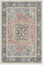 RUGGABLE Washable Vintage Area Rug – Kamran Cayenne Red 4x6, Stain-Resistant, Non-Slip – Medium Machine Washable Rugs for Living Room, Bedroom, Hallway, Entryway & Office–with Standard Pad
