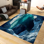 Blue Cave 3D Rugs for Bedroom, 4x5ft, Illusion Natural Landscape Blue Water Pool Entryway Rug, Rubber Backed Non Skid Low Pile Carpet，Foldable Soft No Crease Mats for Sofa Indoor