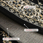 XWZO Runner Rug 2x10ft for Long Hallways, Washable Non-Slip Low Pile Area Rug with Rubber Backing, Spill Resistant Soft Vintage Floor Carpet for Kitchen Entryway Stair Landing Living Room, Black