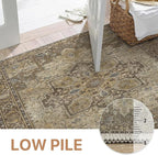 GENIMO 2x6 Runner Rugs for Hallway, Machine Washable Non Slip Vintage Rugs, Low Pile Lightweight Soft Print Rug for enrtyway, Corridor, Home Office, Kitchen, Rustic Brown