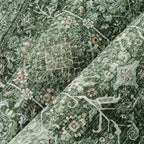 Area Rug 8x10 Green Washable Living Room Carpet Soft Non Slip Vintage Bedroom Indoor Office Traditional Retro Distressed Large Thicker Throw Rug for Dining Room Playroom