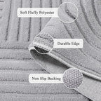 SHACOS Soft Cozy Fluffy Arch Pattern High Low Pile Runner Rugs 2'x6' Non Slip Washable Rug Runners Modern Geometric Arc Carpet for Bedroom Bathroom Hallway, Light Grey