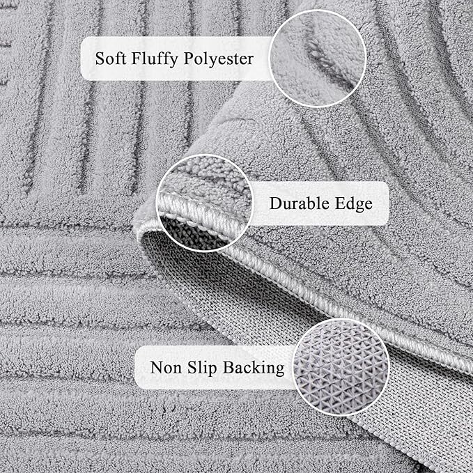 SHACOS Soft Cozy Fluffy Arch Pattern High Low Pile Rugs 4'x6' Non Slip Washable Scandinavian Minimalist Rug Modern Geometric Arc Carpet for Living Room Bedroom Dining Room, Light Grey