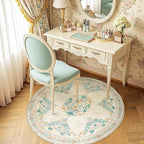 jinchan Round Rug 4ft Area Rug Vintage Floral Distressed Design Machine Washable Soft Non-Slip Low-Pile Ultra-Thin Circle Rug for Entryway Bedside Living Room Kitchen Nursery (4' Round, Apricot Multi)