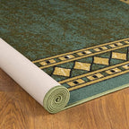 Antep Rugs Alfombras Modern Bordered 5x7 Non-Skid (Non-Slip) Low Profile Pile Rubber Backing Indoor Area Rugs (Green, 5' x 7')