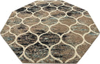 Rugs.com Lattice Frieze Collection Rug – 7 Ft Octagon Blue Multi Medium-Pile Rug Perfect for Living Rooms, Kitchens, Entryways