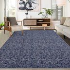 RUGSREAL 8x10 Washable Rug for Living Room Non-Slip Modern Abstract Area Rug Stain Resistant Large Bedroom Rug Contemporary Accent Throw Floor Carpet Solid Rug for Dining Room Home Decor, Blue