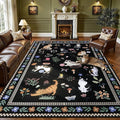 8x10 Area Rugs Living Room Rug: Vintage Washable Rug Floral Soft Carpet Indoor Floor Non-Slip Boho Stain Resistant Large Carpets for Bedroom Kids Nursery Dining Room Farmhouse Home Office Black/C01