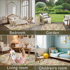 Chic Vintage Rose Rug for Living Room 5x7, Low Pile Non-Slip Backing, Machine Washable Easy Fold Rug for Home, Office, Dorm Room