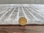 GLN Rugs Contemporary Collection - Machine Washable Area Rug, Contemporary Washable, Non Slip, Low Pile Chenille Rug, Living Room, Bedroom, Kitchen Rug (4' x 6' Lines Cream)
