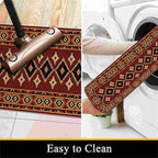 Burgundy Diamond Runner Rug, 2x10ft Hallway Runner Rugs - Corridor & Foyer Area Rugs, Non-Slip Mat Durable Rug, Washable Flannel Material, Southwestern Geometric Home Decor Carpet