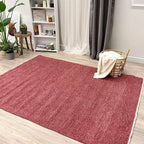 Alfa Rich 4x6 Dark Pink Washable Area Rugs for Living Room Bedroom Kitchen Girls Cotton Decor Rug