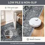 Area Rug 2x3 Doormat, Machine Washable Low Pile Rugs, Small Retro Entryway Mat for Entrance, Hallway, Kitchen and Corridor, Dark Gray