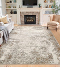 5x7 Washable Area Rugs - Modern Abstract Rugs for Living Room Non-Slip Low Pile Soft Machine Washable Carpet for Bedroom, Dining Room, Nursery, Home Office, Farmhouse (5'x7' Brown Grey)