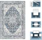 6x9 Area Rugs for Living Room Ultra-Soft Washable Rug Vintage Distressed Boho Area Rug, Non-Slip Retro Print Low Pile Stain Resistant Carpet for Bedroom Dining Room Kitchen Office