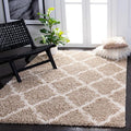 SAFAVIEH Dallas Shag Collection Area Rug - 5'1" x 7'6", Beige & Ivory, Trellis Design, Non-Shedding & Easy Care, 1.5-inch Thick Ideal for High Traffic Areas in Living Room, Bedroom (SGD257D)