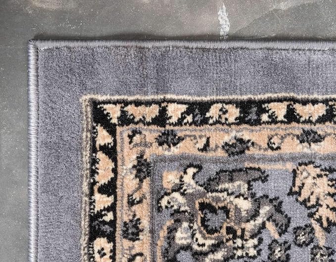 Unique Loom Sialk Hill Collection Area Rug - Washington (2' 7" x 10' Runner Gray/Black)