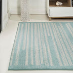 JONATHAN Y Khalil Modern Berber Stripe Turquoise/Cream Indoor Area Rug, 4x6, Contemporary, Bohemian, Easy-Cleaning for Living Room, Bedroom, Kitchen, Pet Friendly, Non-Shedding (MOH207D-4)