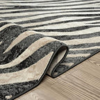 Abani Terra Area Rug for Living Room, Bedroom - Zebra Pattern - Black Cream - 2' x 3' - Durable & Easy to Clean