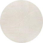 JONATHAN Y Hallie High-Low Curve Ivory/Cream 9' Round Indoor/Outdoor Area Rug, Minimalist, Pet Friendly, Non-Shedding, Stain Resistant, Hose-Washable for Backyard, Patio, Porch (SCN100B-9R)