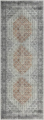 Keen Home Design 2x10 Rug - Machine Washable Runner Rug with Non-Slip Backing, Ideal for Hallway, Entryway, Kitchen, Laundry Room - Vintage, Easy Clean, Durable, Low Pile - (2'6" x 10')