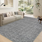 RUGSREAL Washable Contemporary Area Rug 5x7 Bedroom Large Area Rug Low-Pile Solid Modern Throw Carpet Non-Slip Stain Resistant Home Office Solid Rug for Living Room Bedroom Kids Room, 5' x 7' Grey
