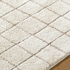 Livabliss x Our PNW Home Cascade Minimalist Grid Area Rug, 9'2" x 12', Grid Ivory/Taupe