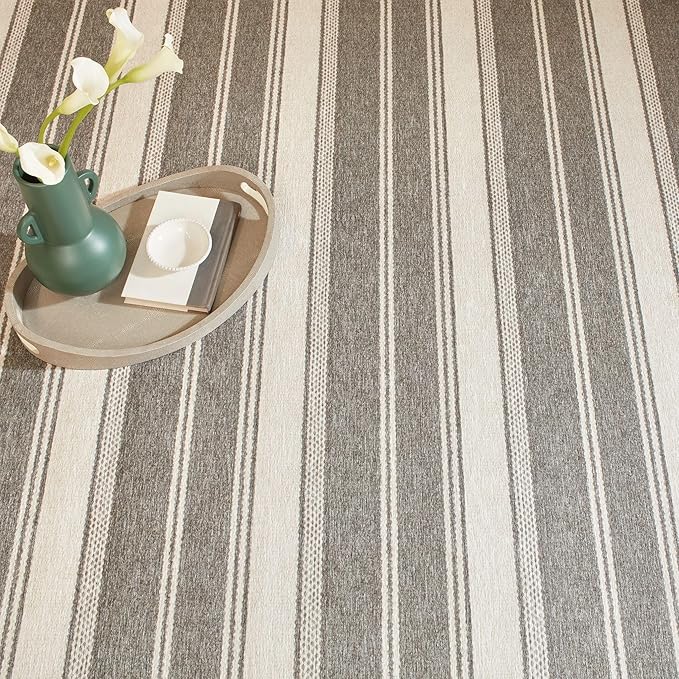 Dash & Albert Bowman Stripe Grey Machine Washable Rug, 3 X 5 Feet, Grey Stripe Pattern