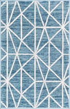 Rugs.com Lattice Trellis Collection Rug – 3' x 5' Blue Low-Pile Rug Perfect for Living Rooms, Large Dining Rooms, Open Floorplans