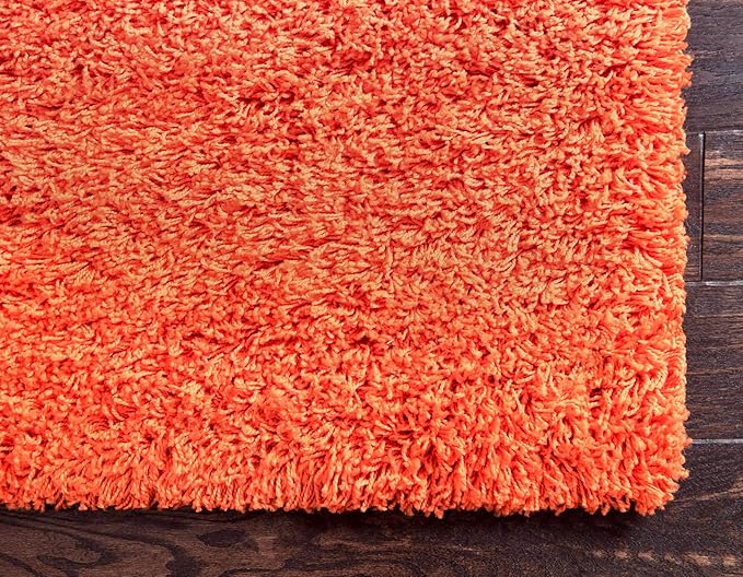 Unique Loom Solid Shag Collection Area Rug (2' 6" x 19' 8" Runner, Tiger Orange)