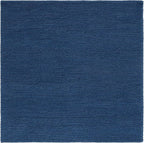 SAFAVIEH Natura Collection Area Rug - 6' Square, Navy & Blue, Handmade Wool Blend, Textured Design, Ideal for Living Room, Bedroom, Dining Space (NAT620M)